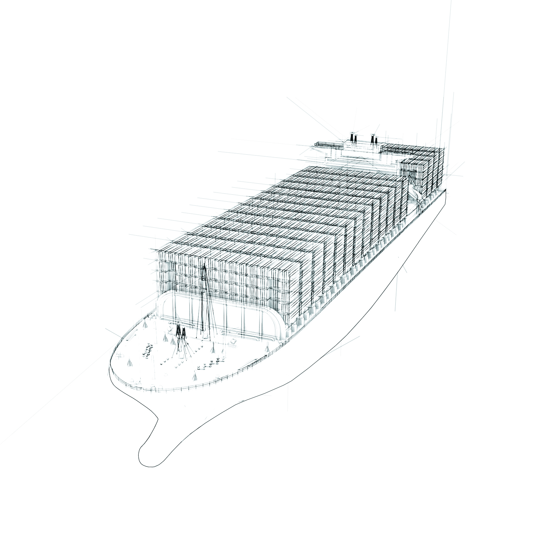 Sketch eines Containerschiffs
